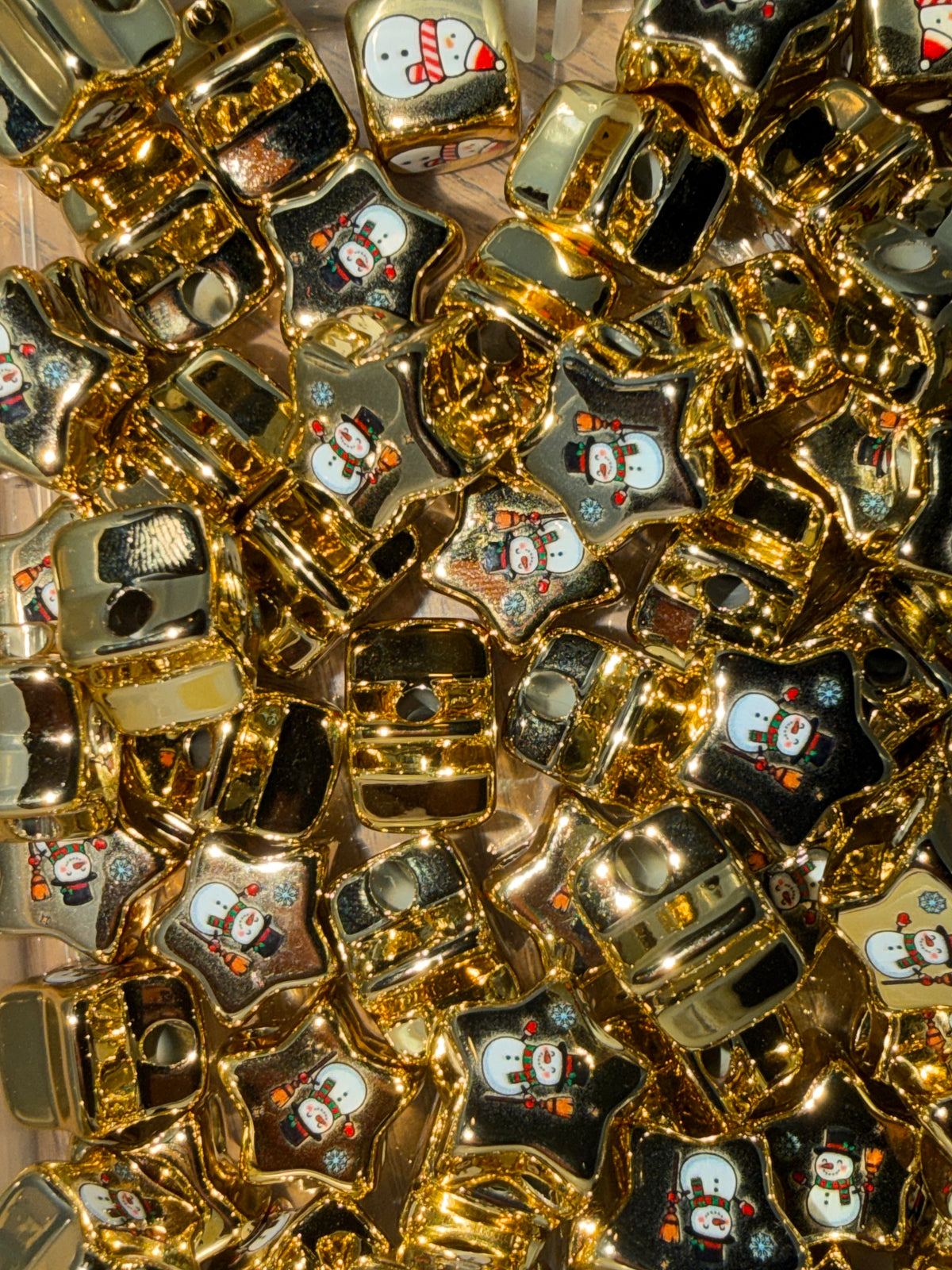 gold star snowman 20 acrylic bead #278