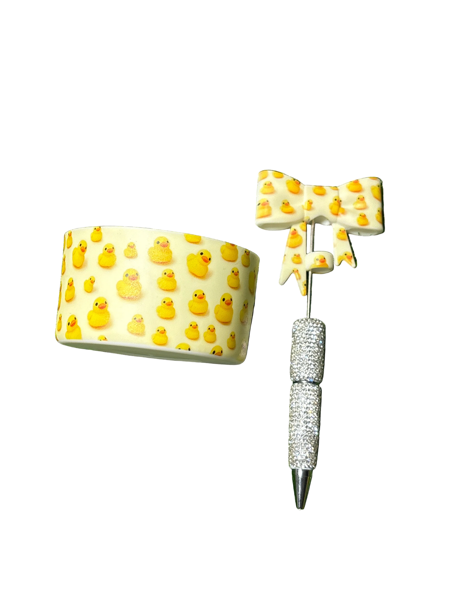 Duck cup boot/ straw topper pen set