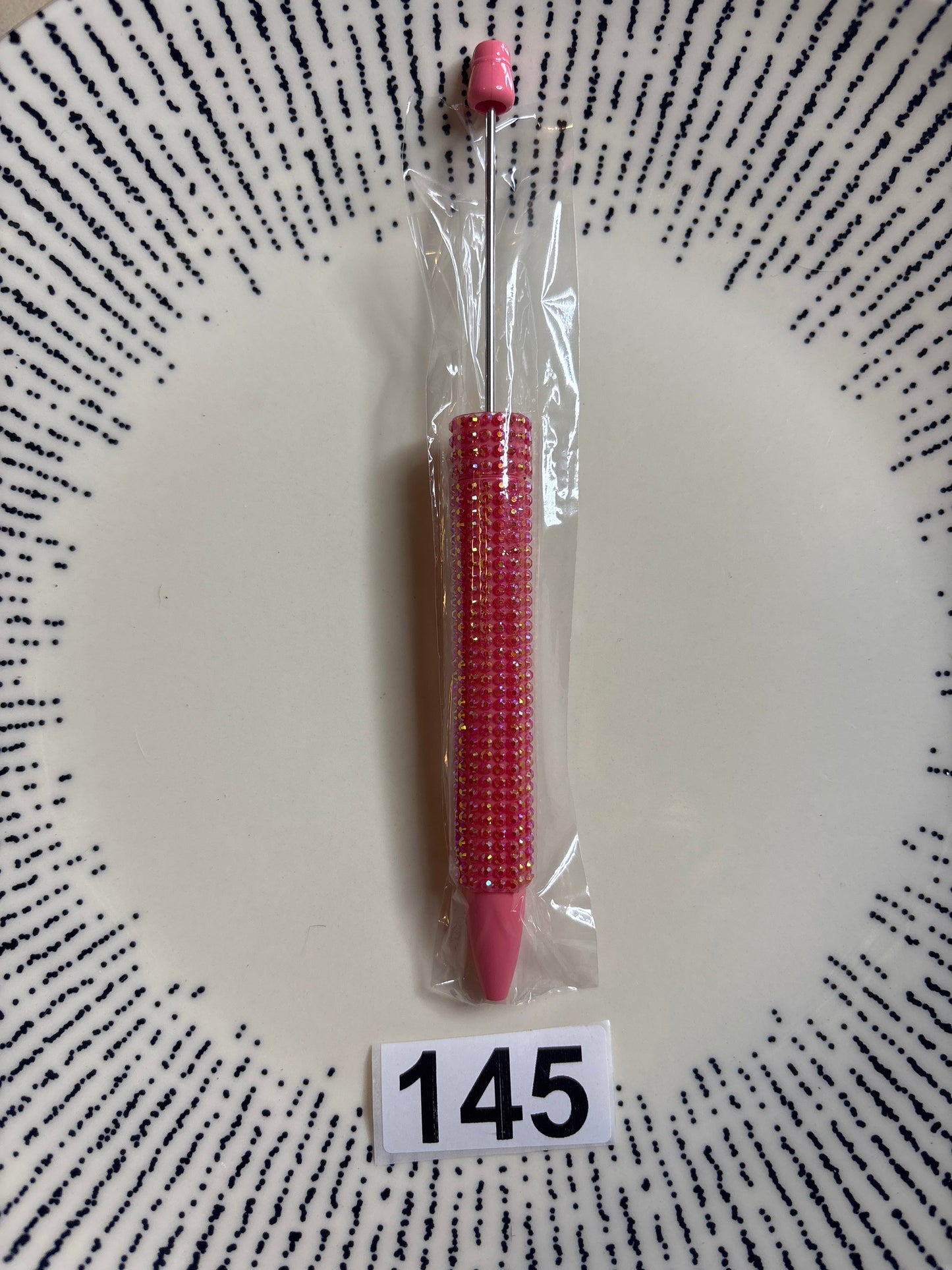 (145) Barbie pink rhinestone beadable pen