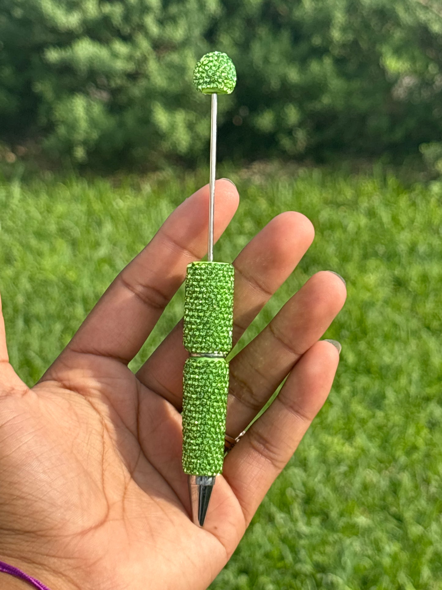 Light Green beadable rhinestone pen #60