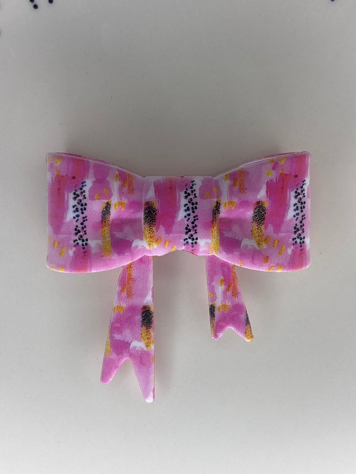 Pink, black and gold straw topper bow #102