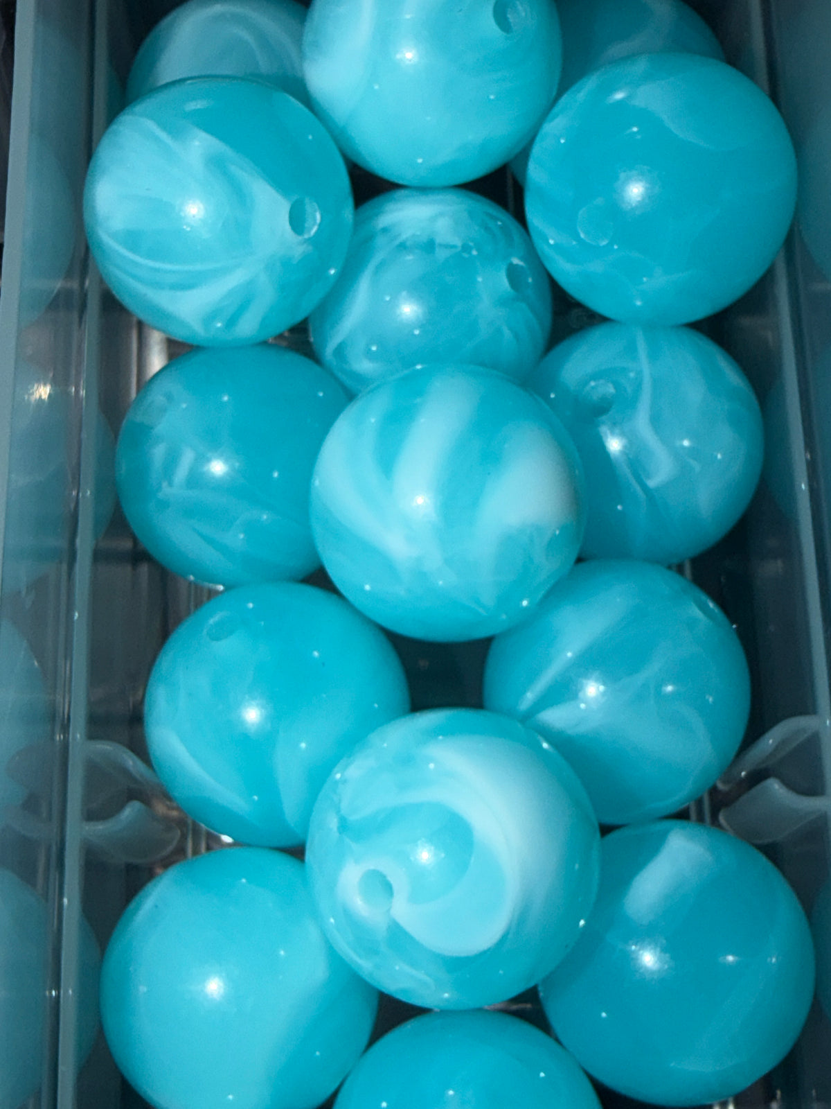 Blue marble 20mm acrylic bead #249