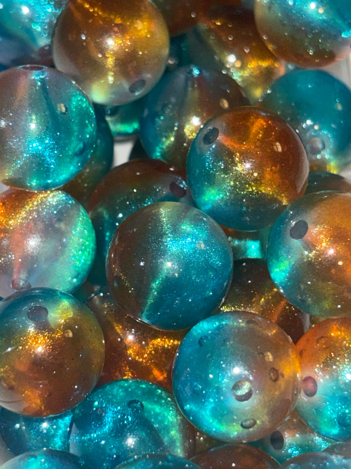 Orange& blue acrylic bead #21