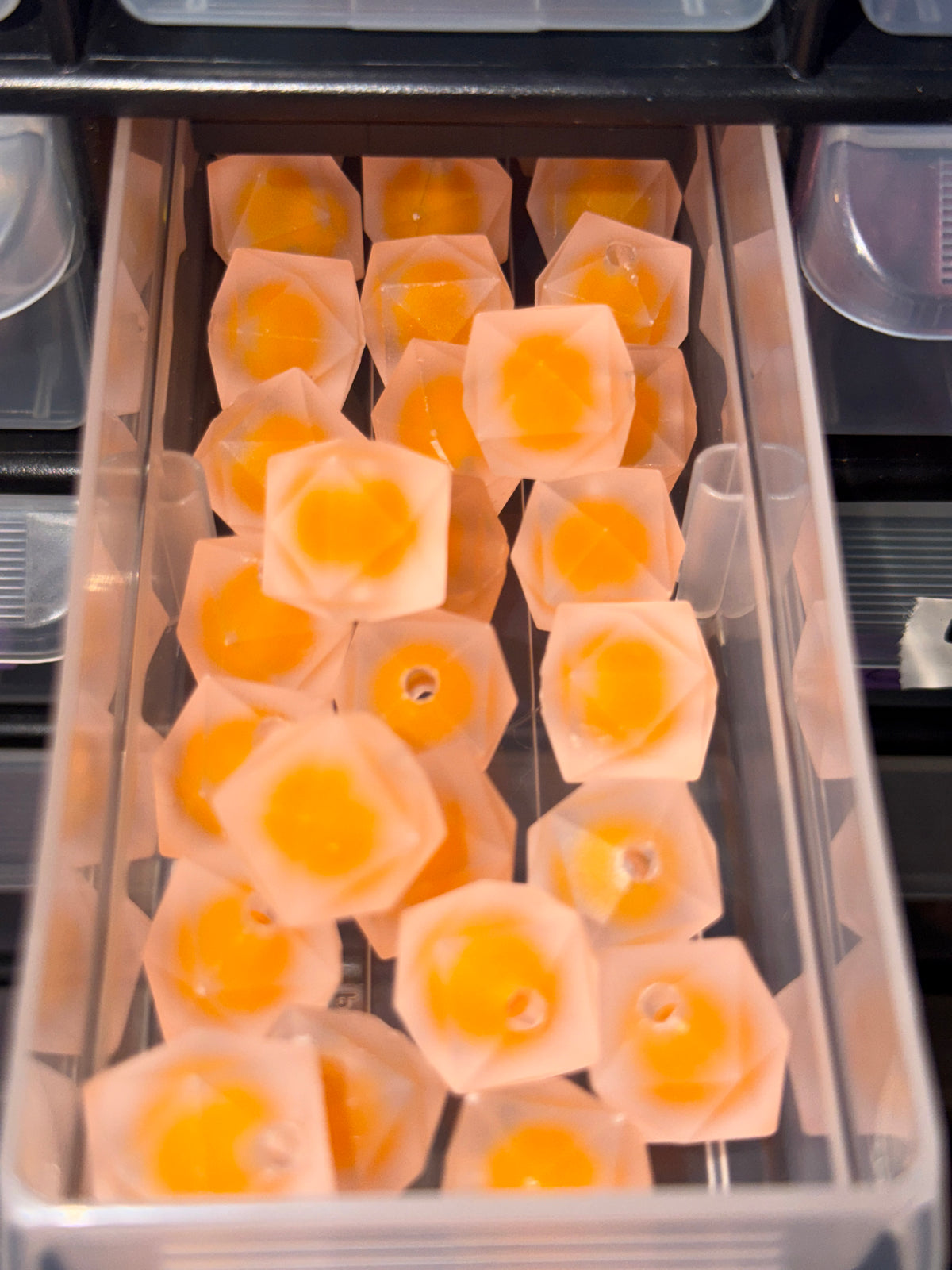 Orange Matt cube 16mm acrylic bead #255