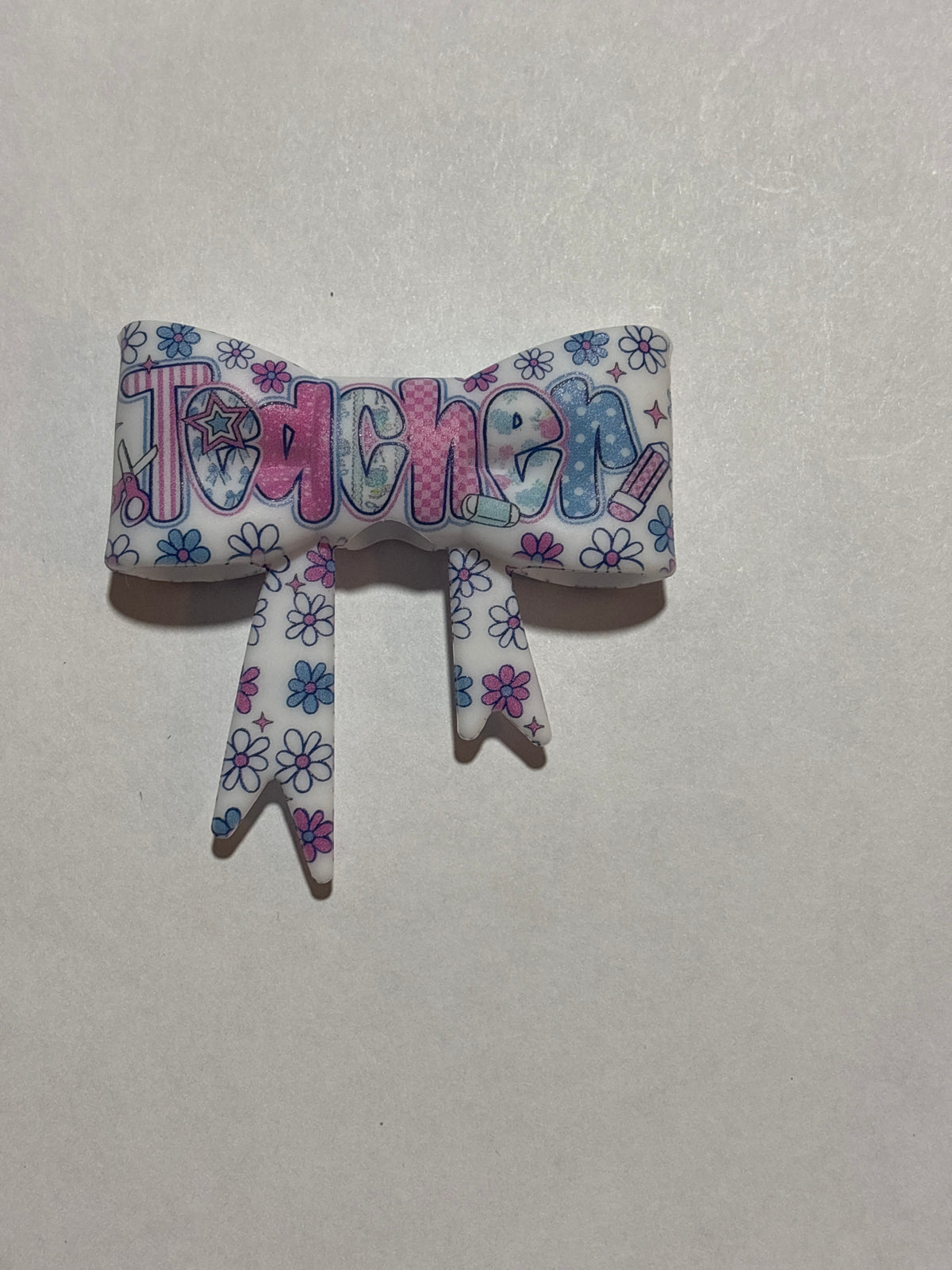 Teacher staw topper bow #12