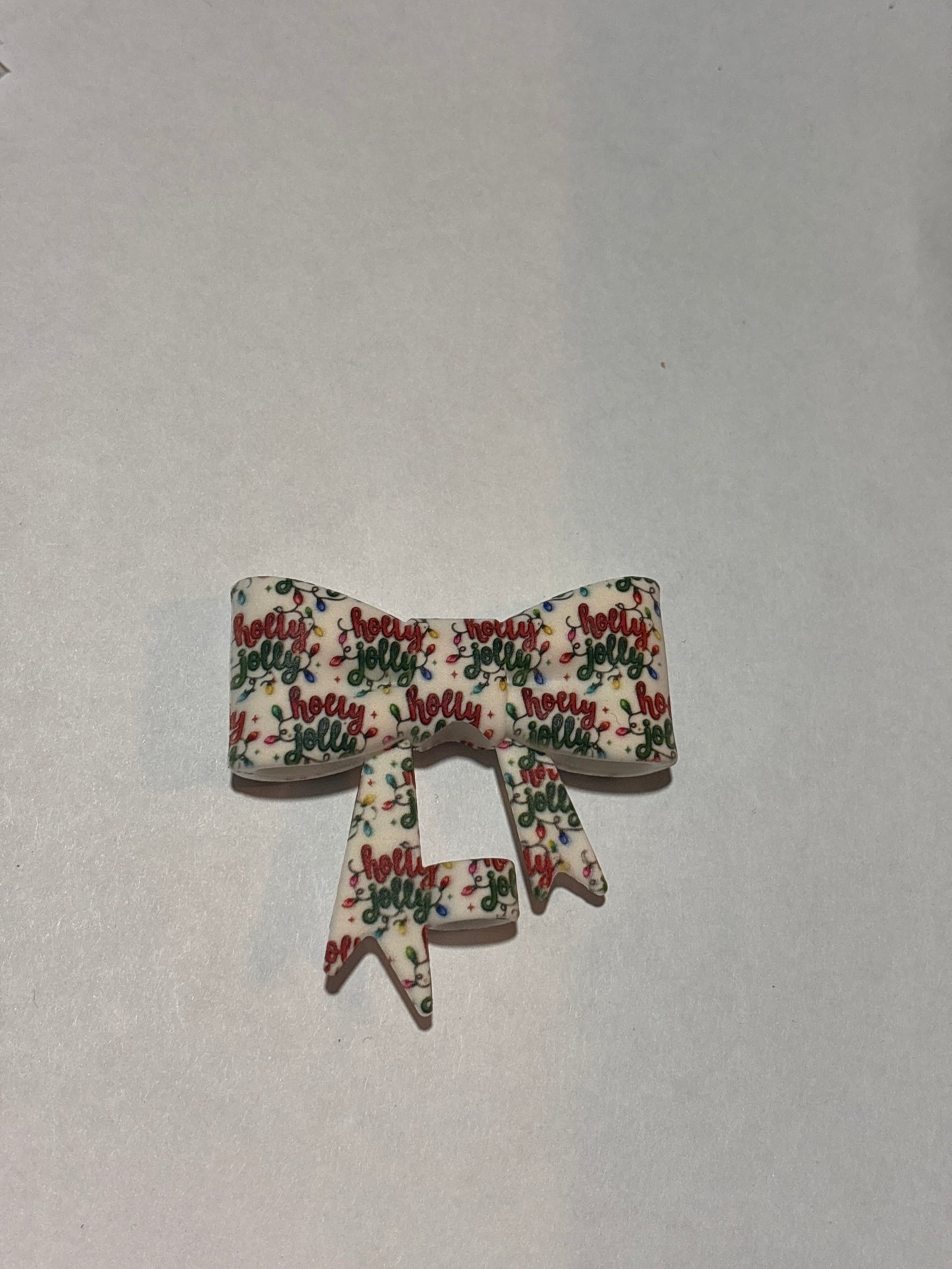 Holly jolly checkered staw topper bow #112