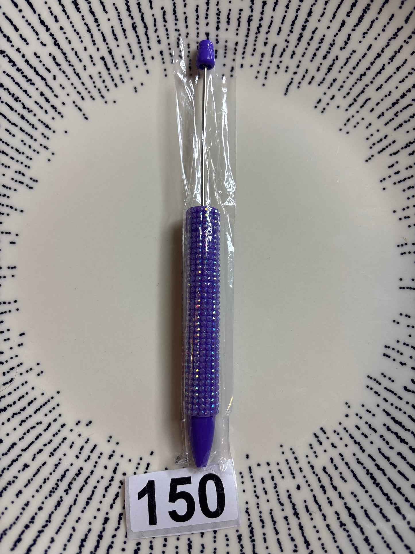 (150) Dark purple rhinestone beadable pen