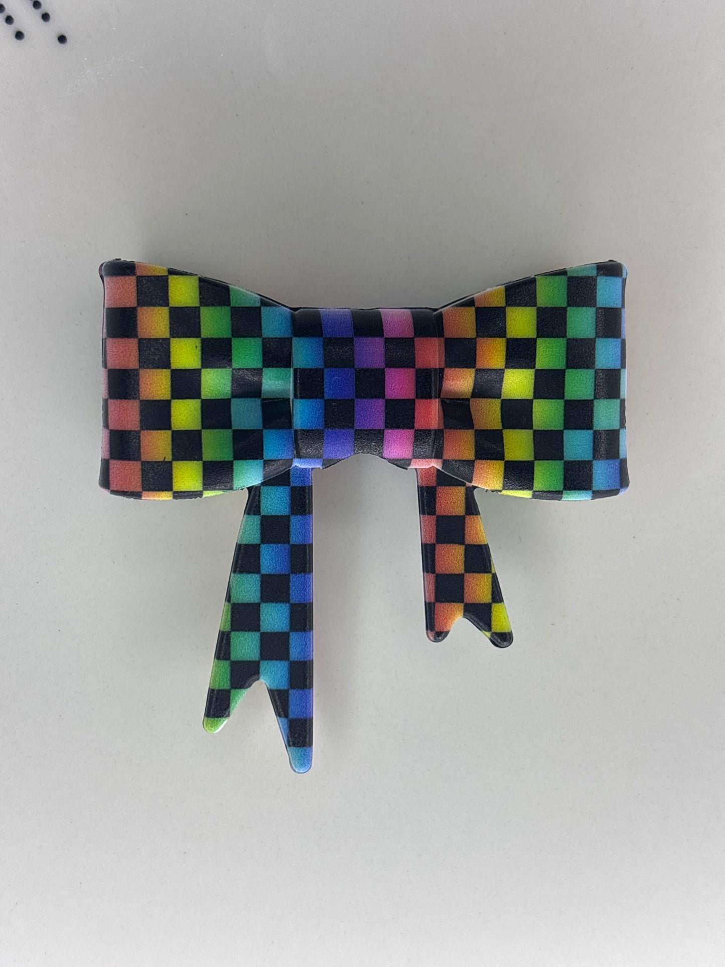 Colorful, checkered straw topper bow #107