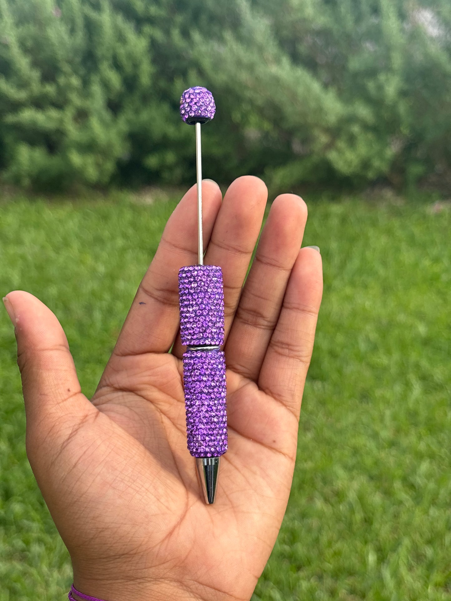 Purple beadable rhinestone pen #63