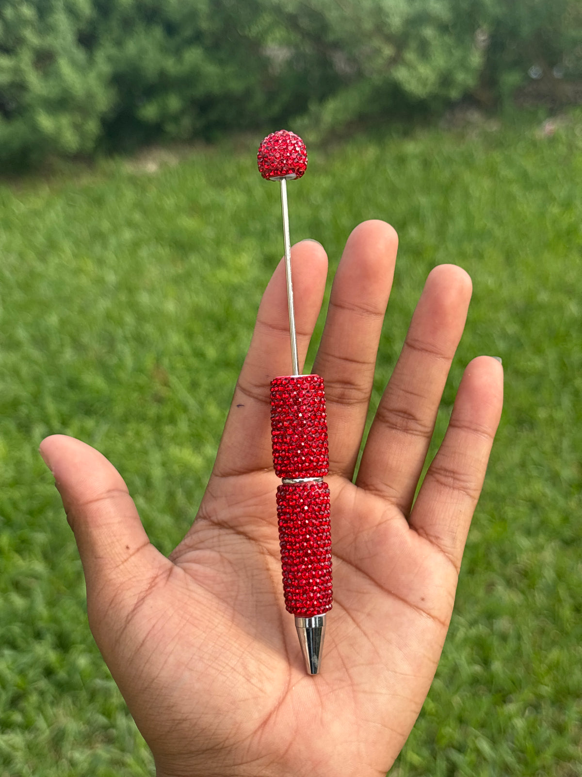 Red beadable rhinestone pen #62