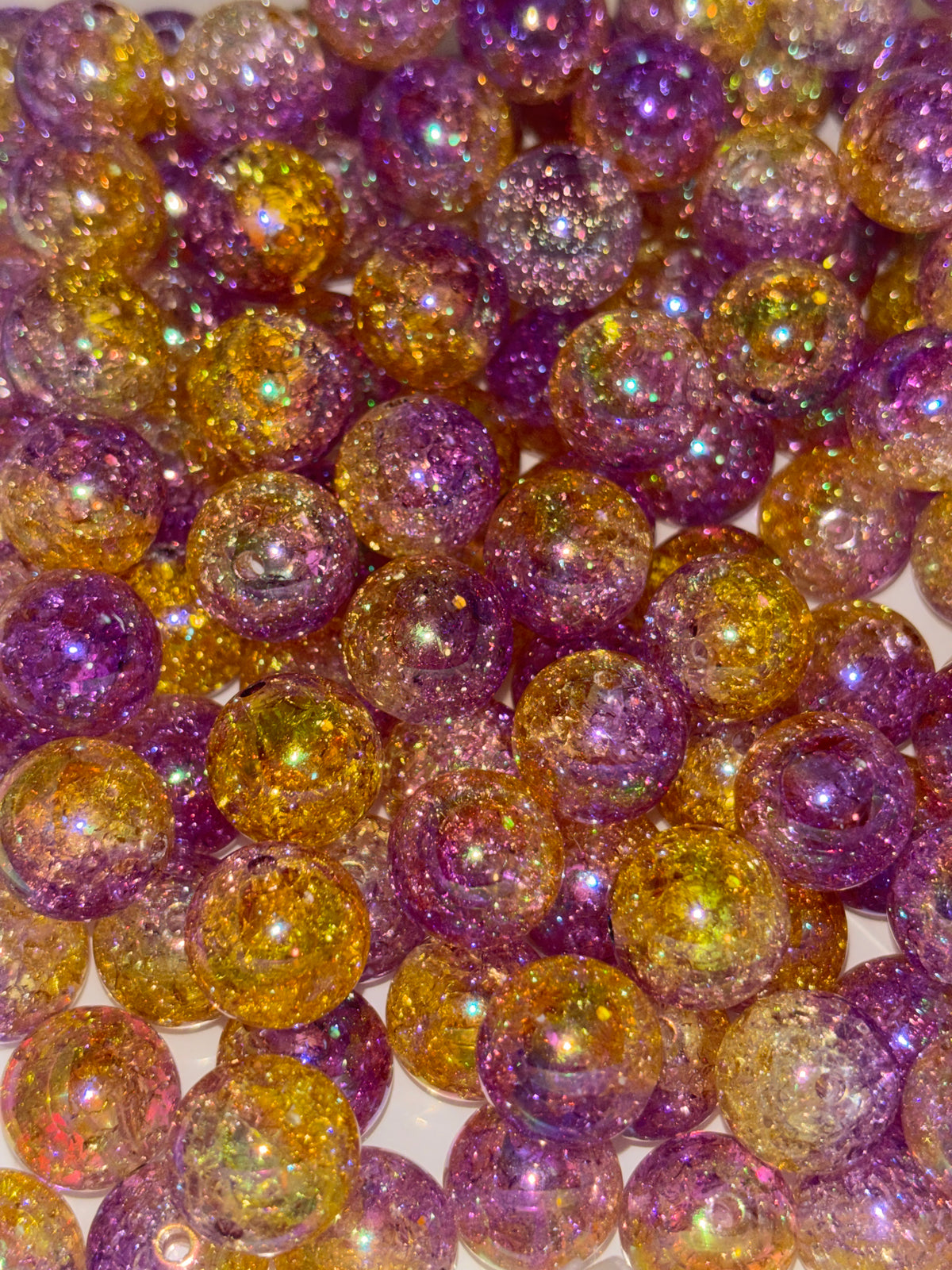Purple & yellow acrylic bead #34