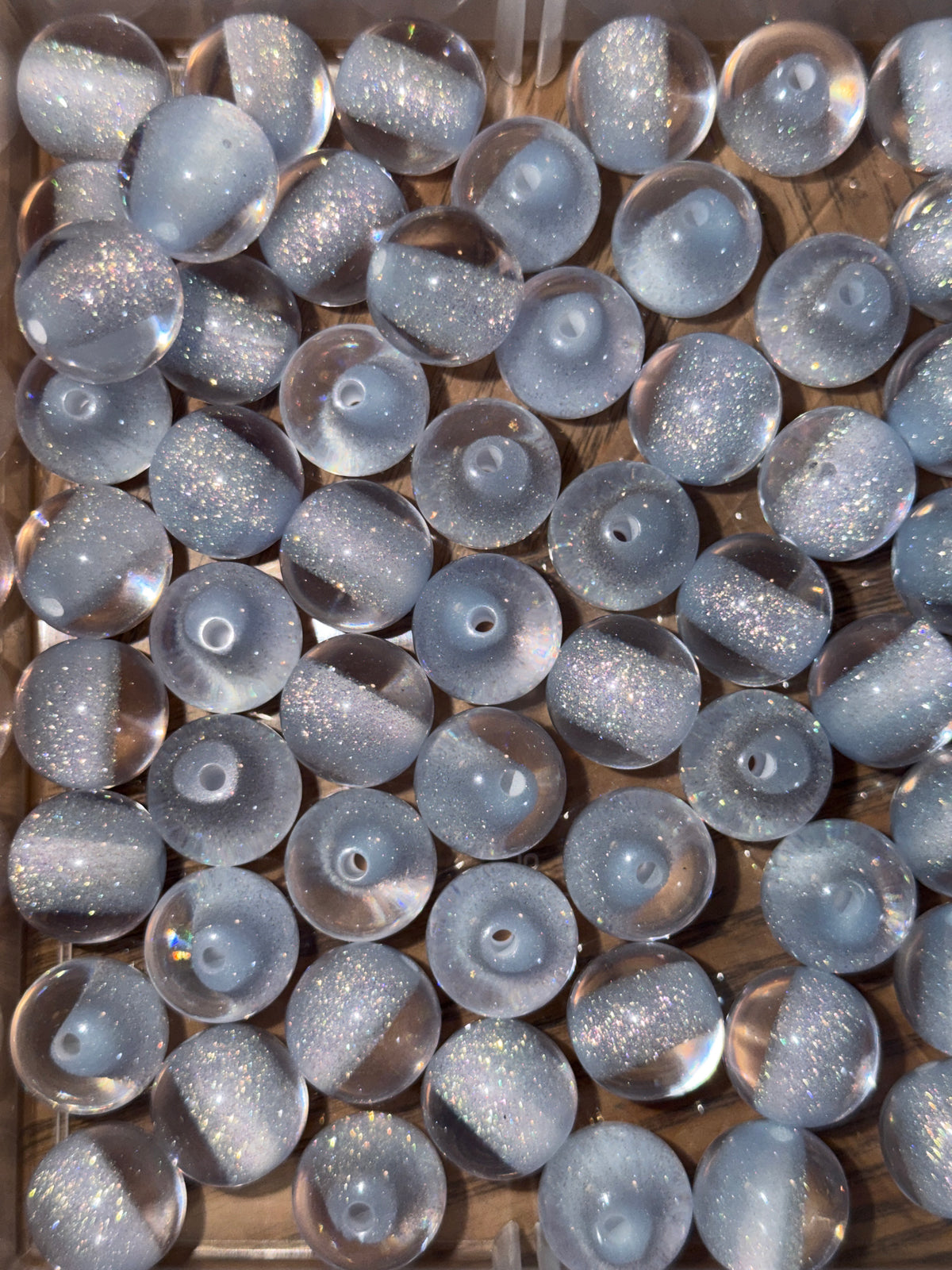 White & clear sparkle mm acrylic bead #233