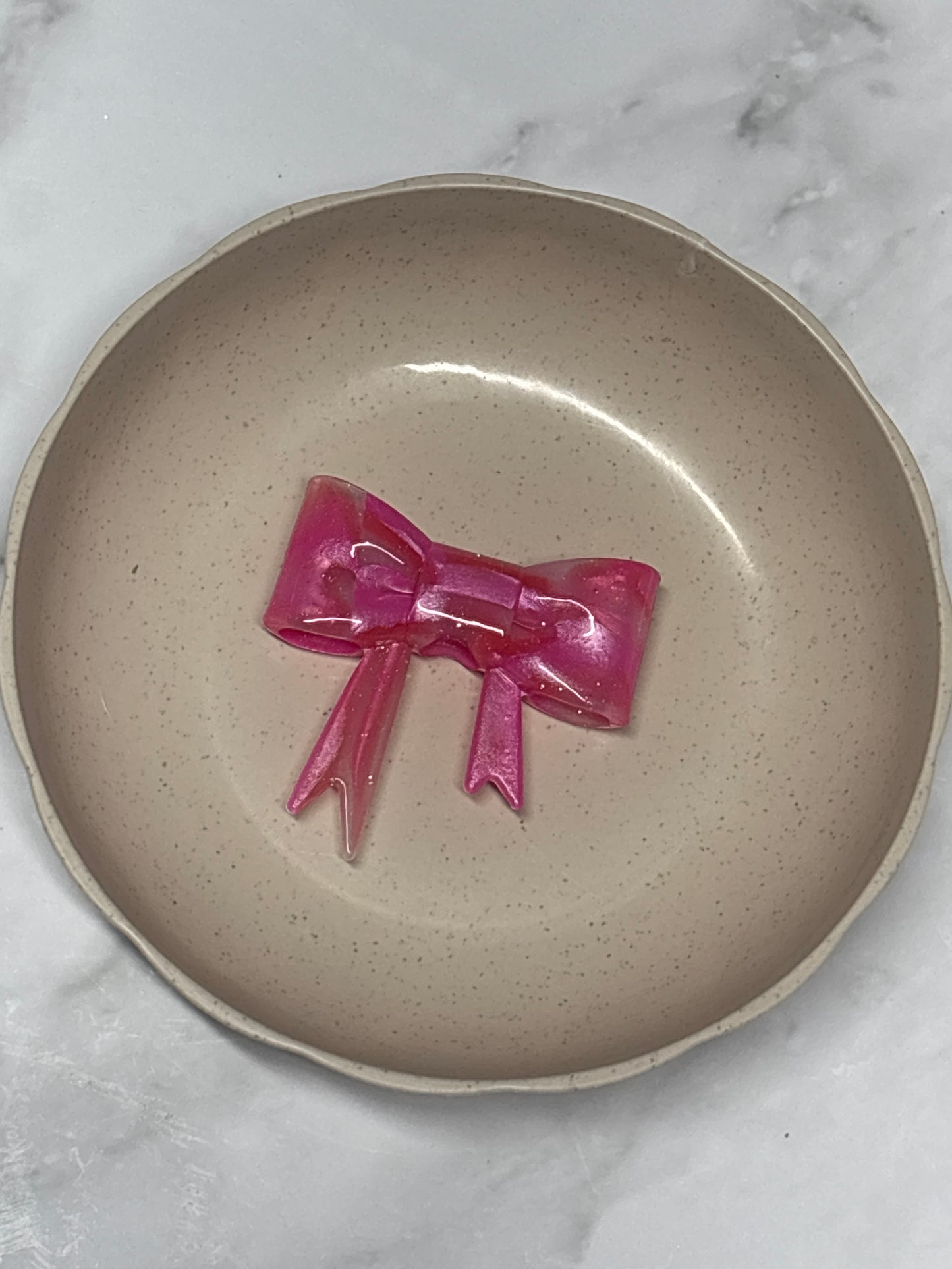 Pink marble glitter straw topper bow #M2