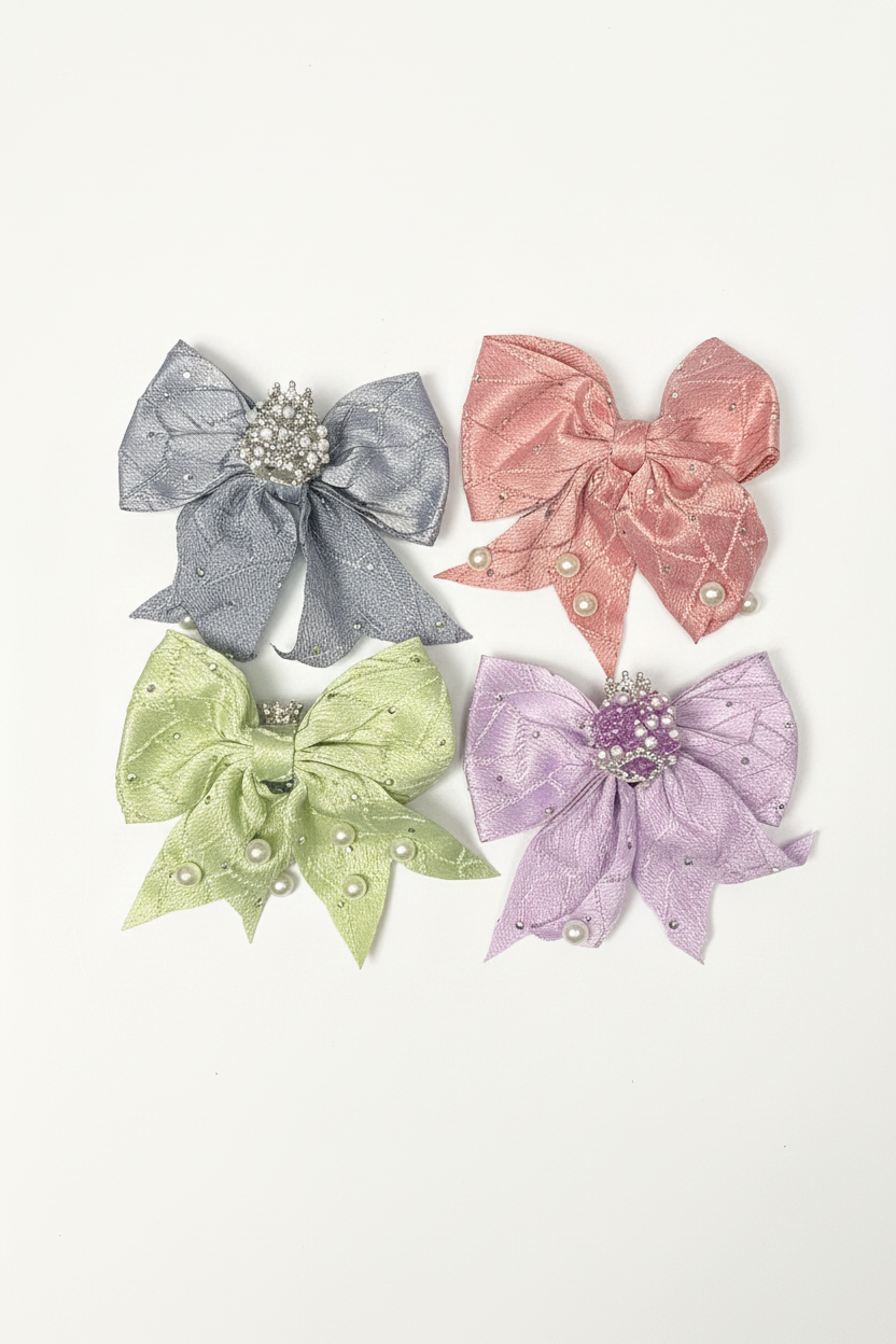 (205) pearl fancy bow (bead set of 4)