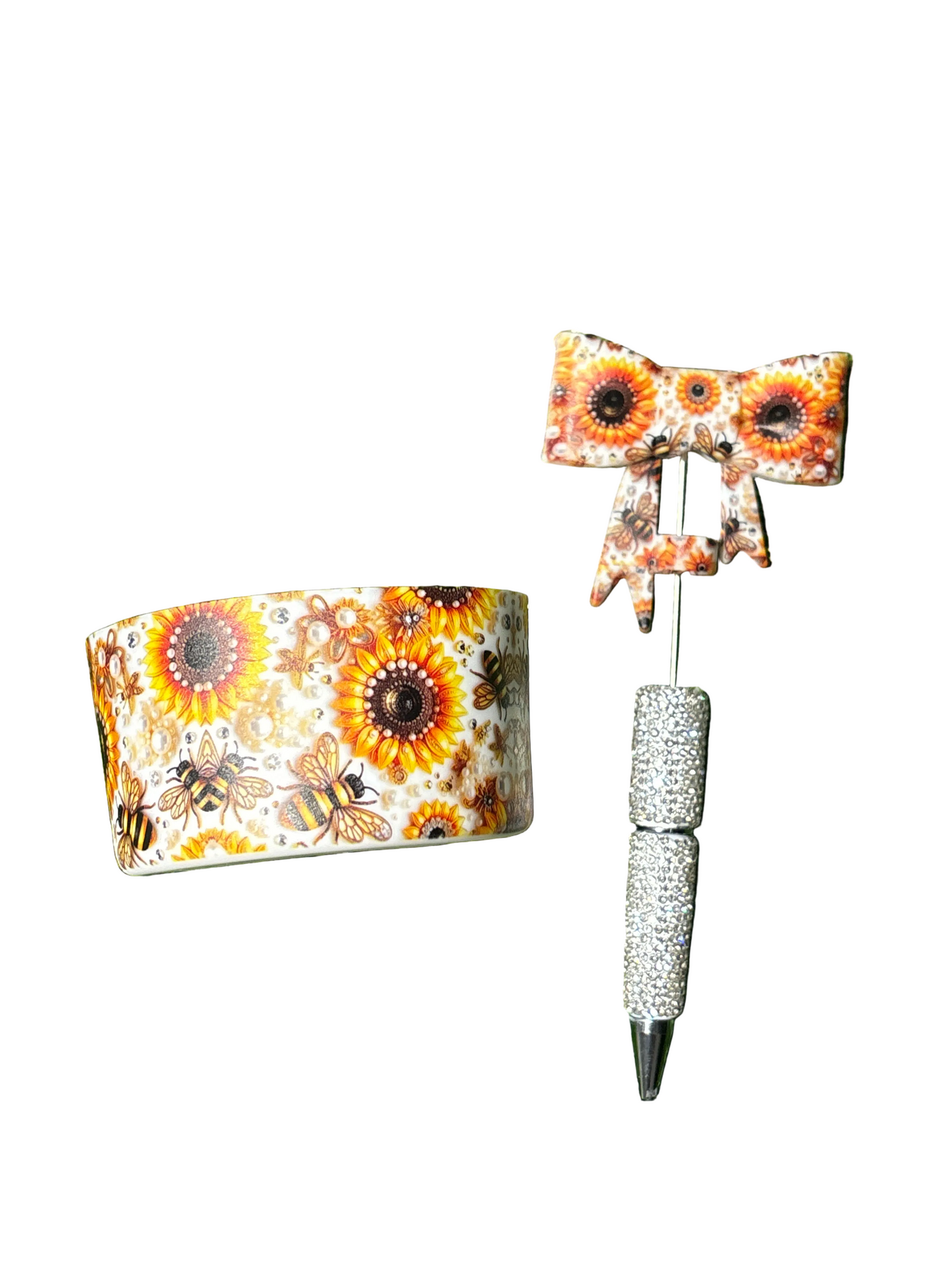 Sunflower and bees / straw topper pen set