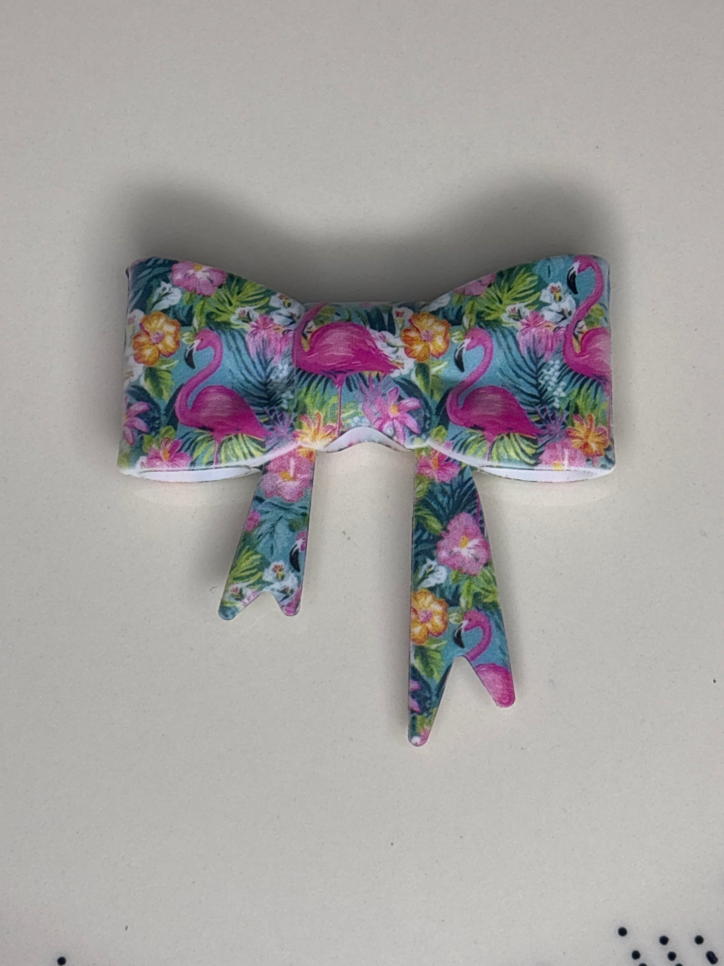 Tropical flamingo silicone straw topper bow