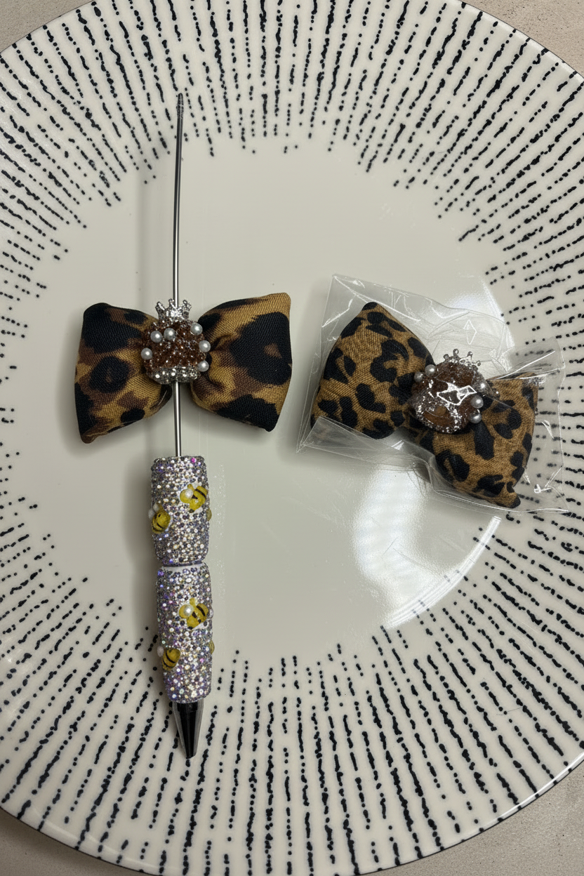 (Brown) Random Leopard Bow