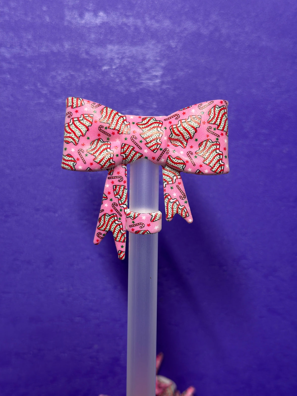 cristmas cookie straw topper bow #50