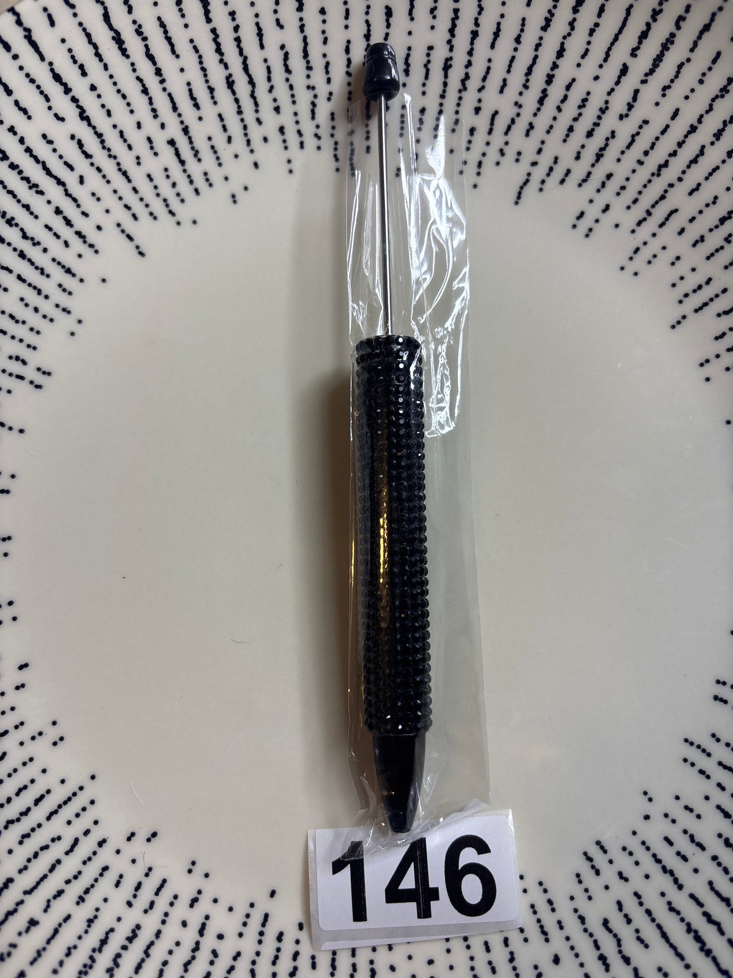 (146) Black rhinestone beadable pen