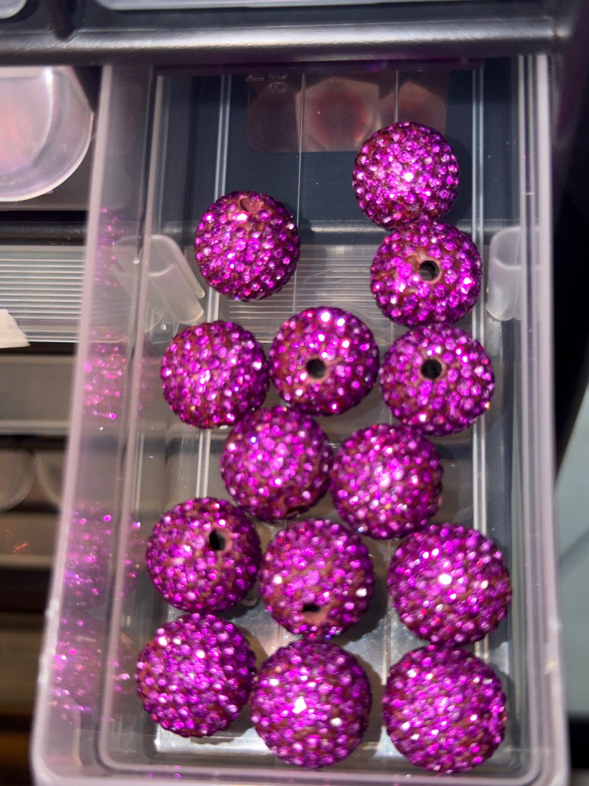 Fuchsia fancy 16mm clay bead #257