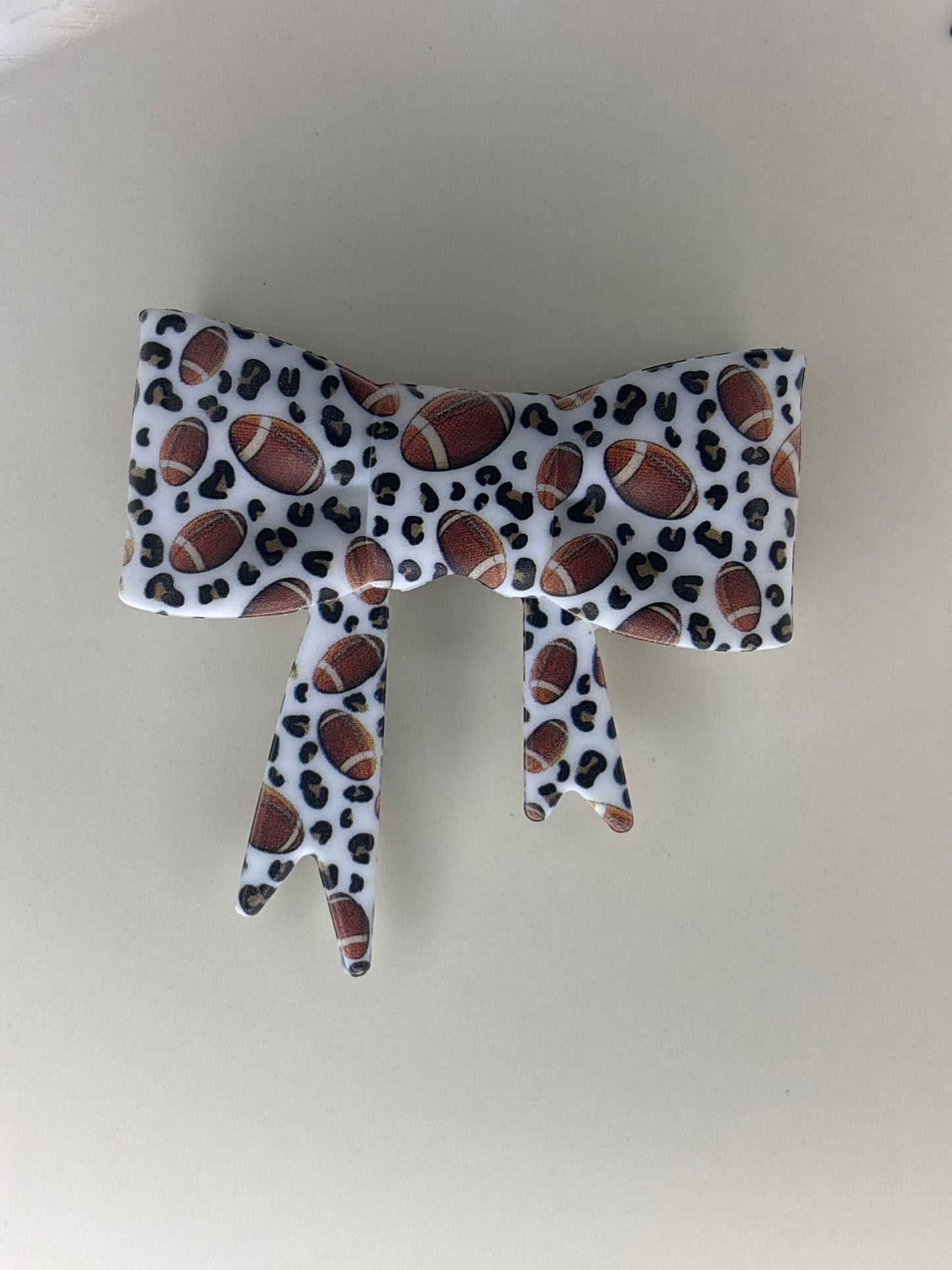 Cheetah football straw topper bow #106