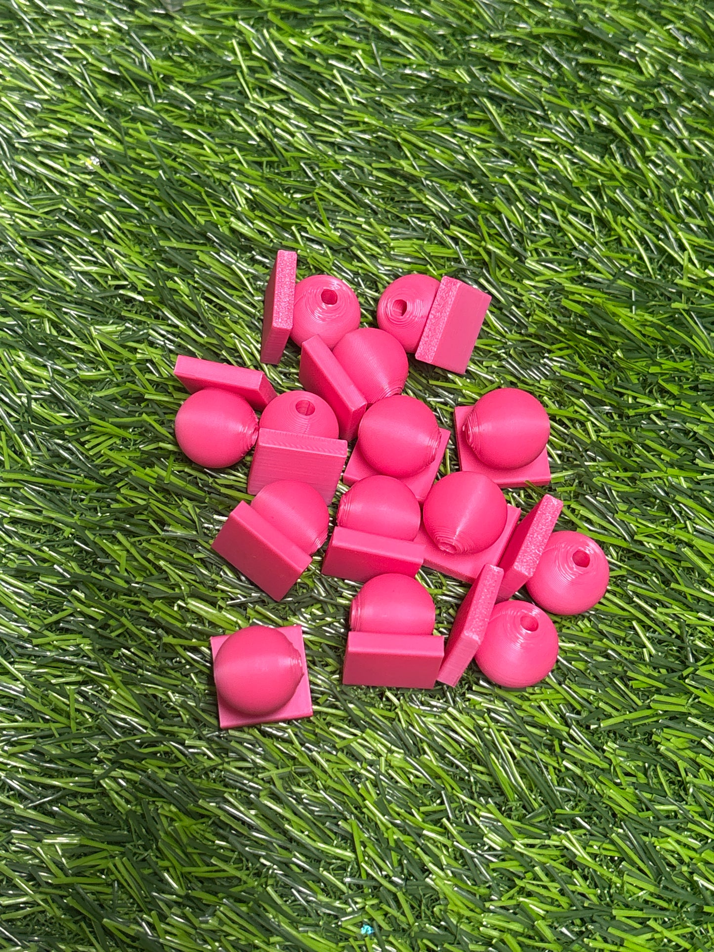 (219) 3d printed Hot pink Bead with Flat-Back Attachment for Acrylic