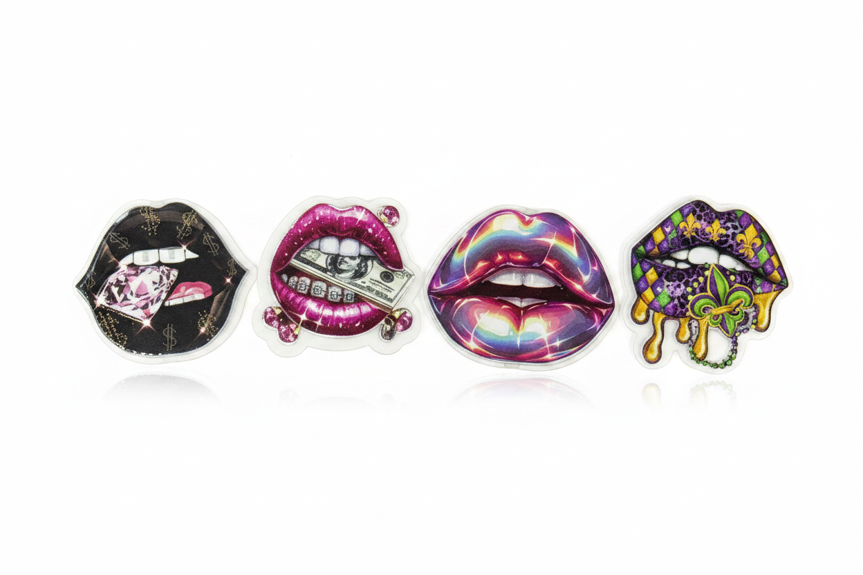 (183) 4pc lips acrylic focals set