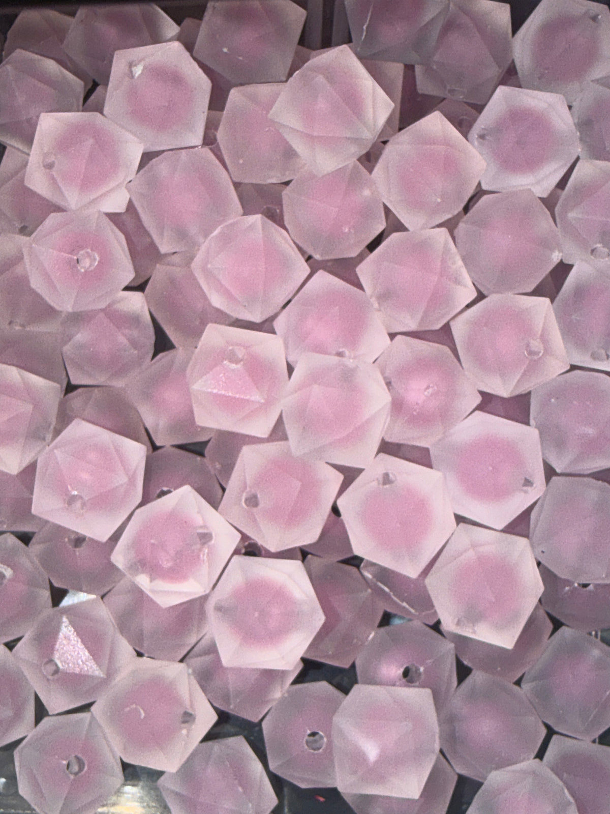Pink Matt cube acrylic bead #285
