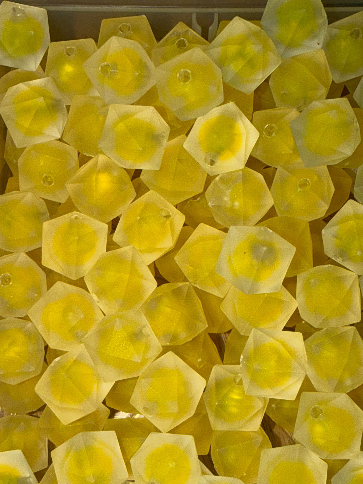 Yellow Matt cube texture acrylic bead #281)