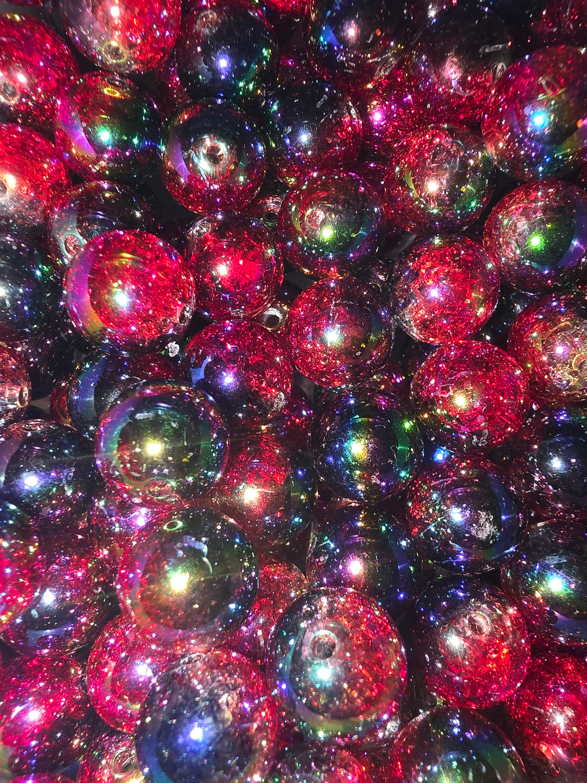 Red/black 16mm acrylic bead #290