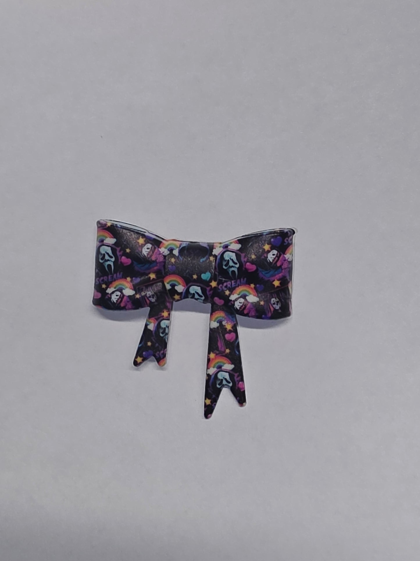 Colorful ghost face straw topper bow #Q