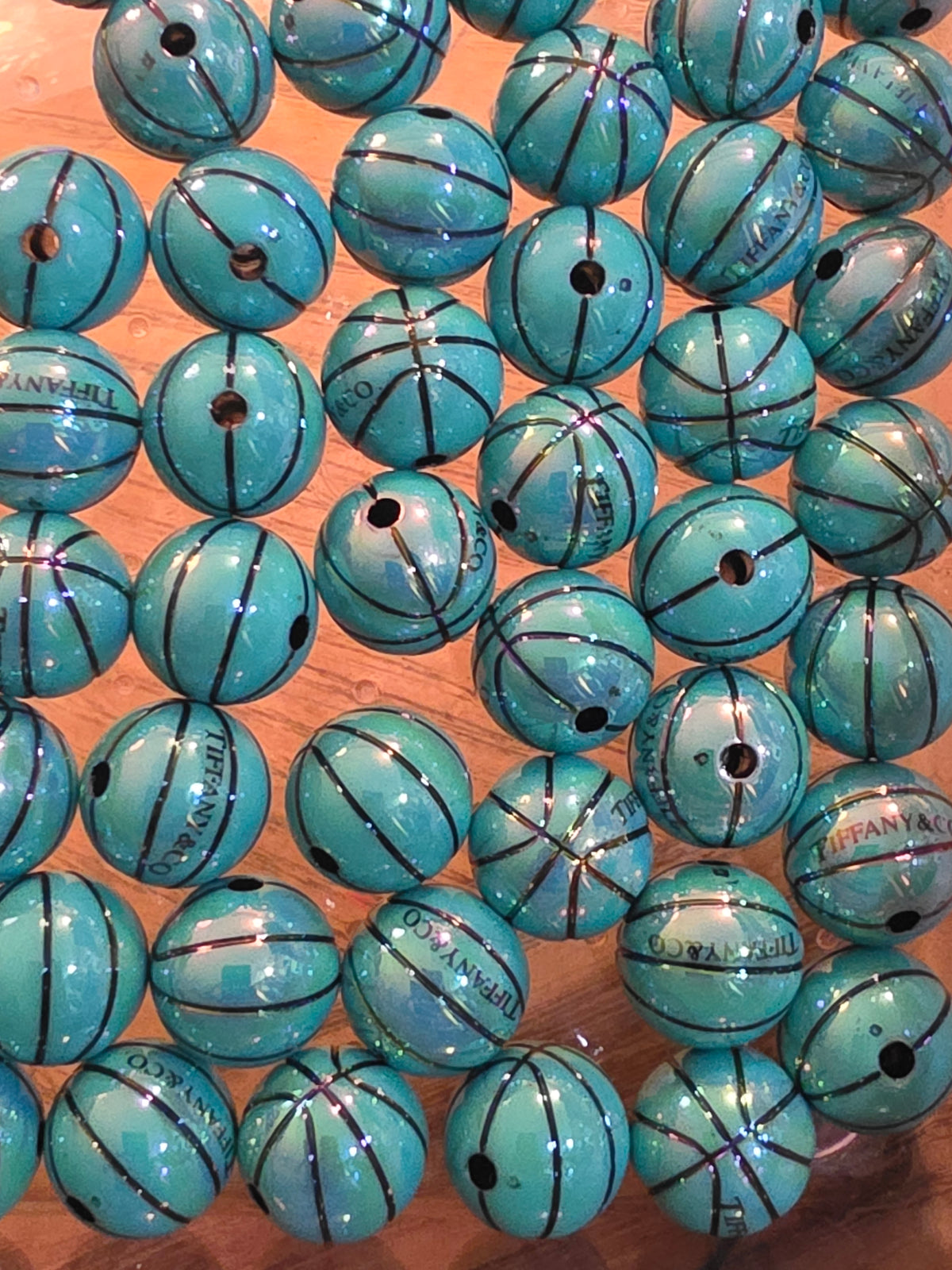 Randon pick tiff blue basketball arylic bead #307