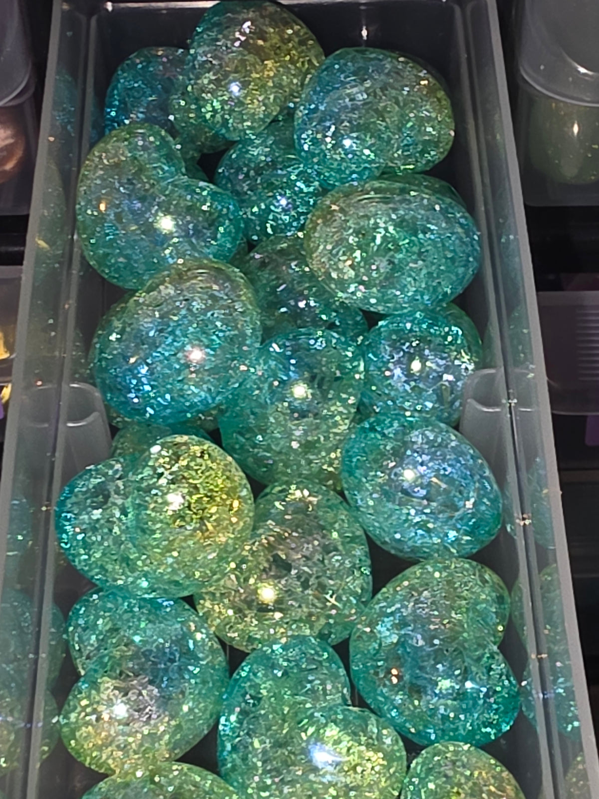 Heart green and light green 16mm acrylic bead #211