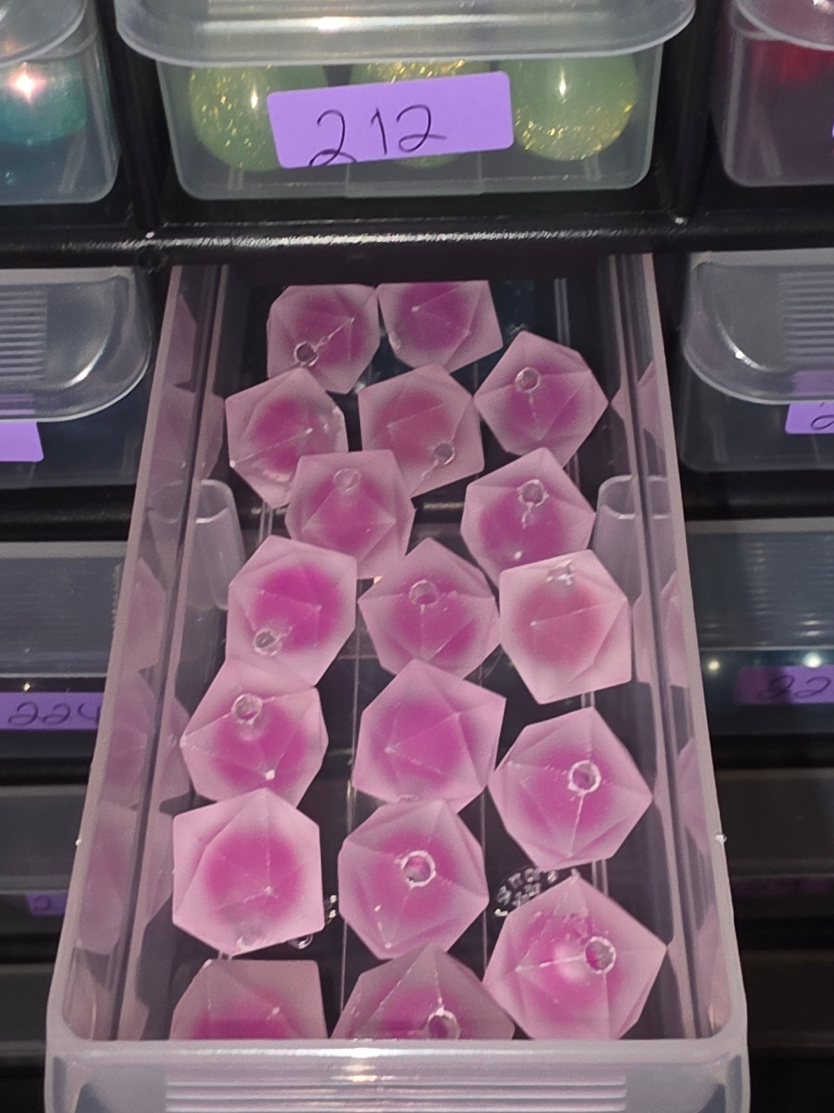 Clear pink square 16mm acrylic bead #220