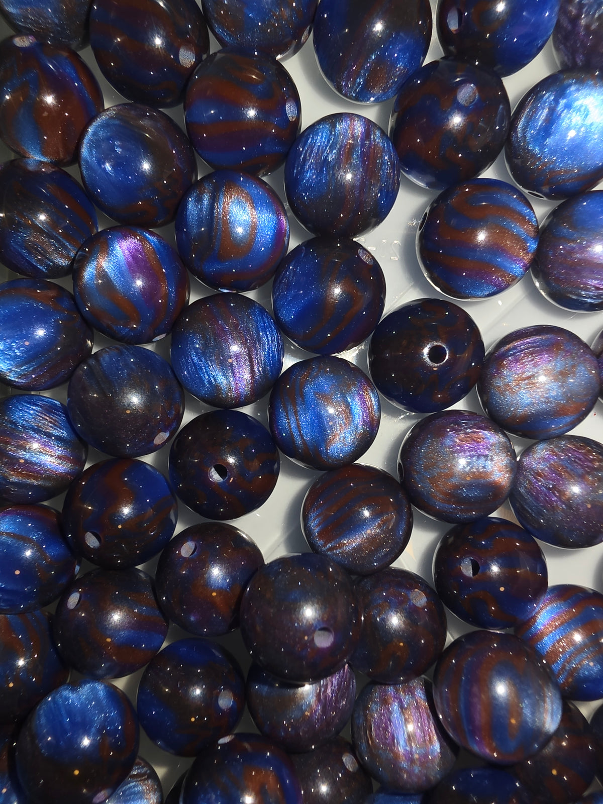 Blue /brown 16mm acrylic bead #279