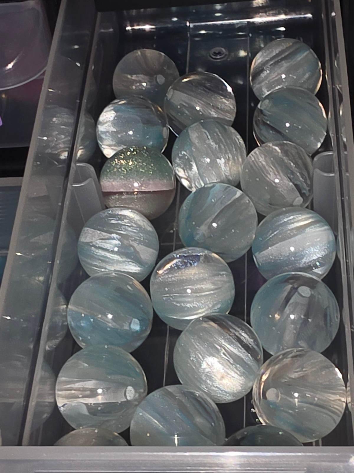 Blue stripe 16mm acrylic bead #221