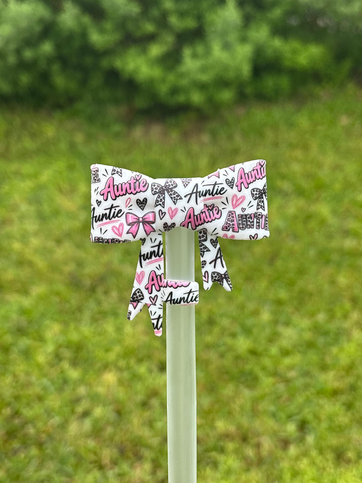 LD exclusive Auntie straw topper bow #904