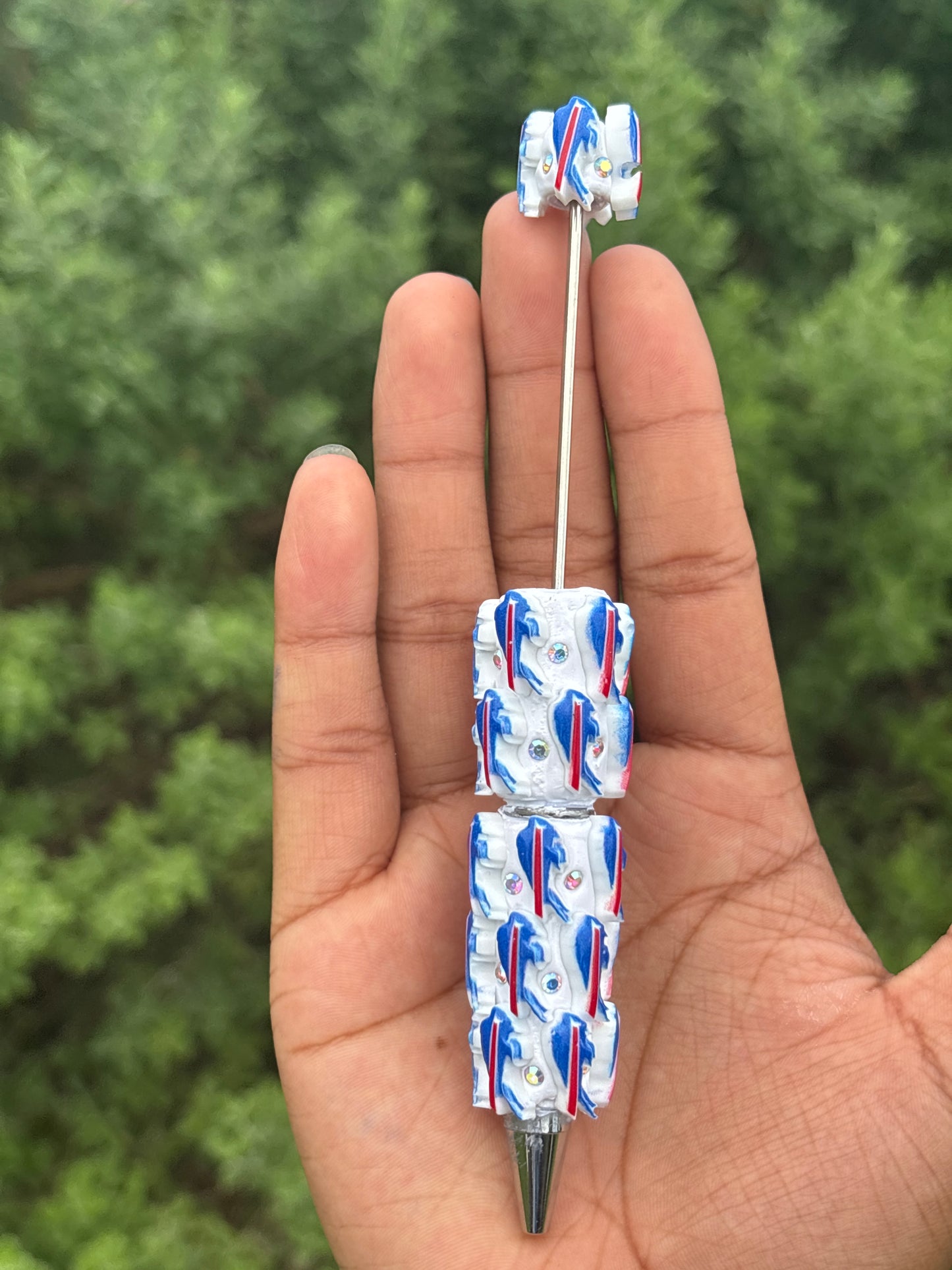 Buffalo bills Clay beadable rhinestone pen #79