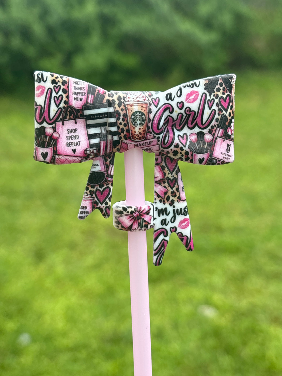 LD exclusive I’m just a girl straw topper bow #110