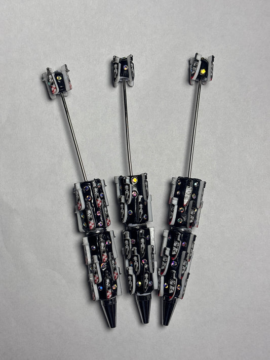 ( Random pick )Knife with Red liquid Horror Character  Rhinestone Beadable Clay Pen # 0