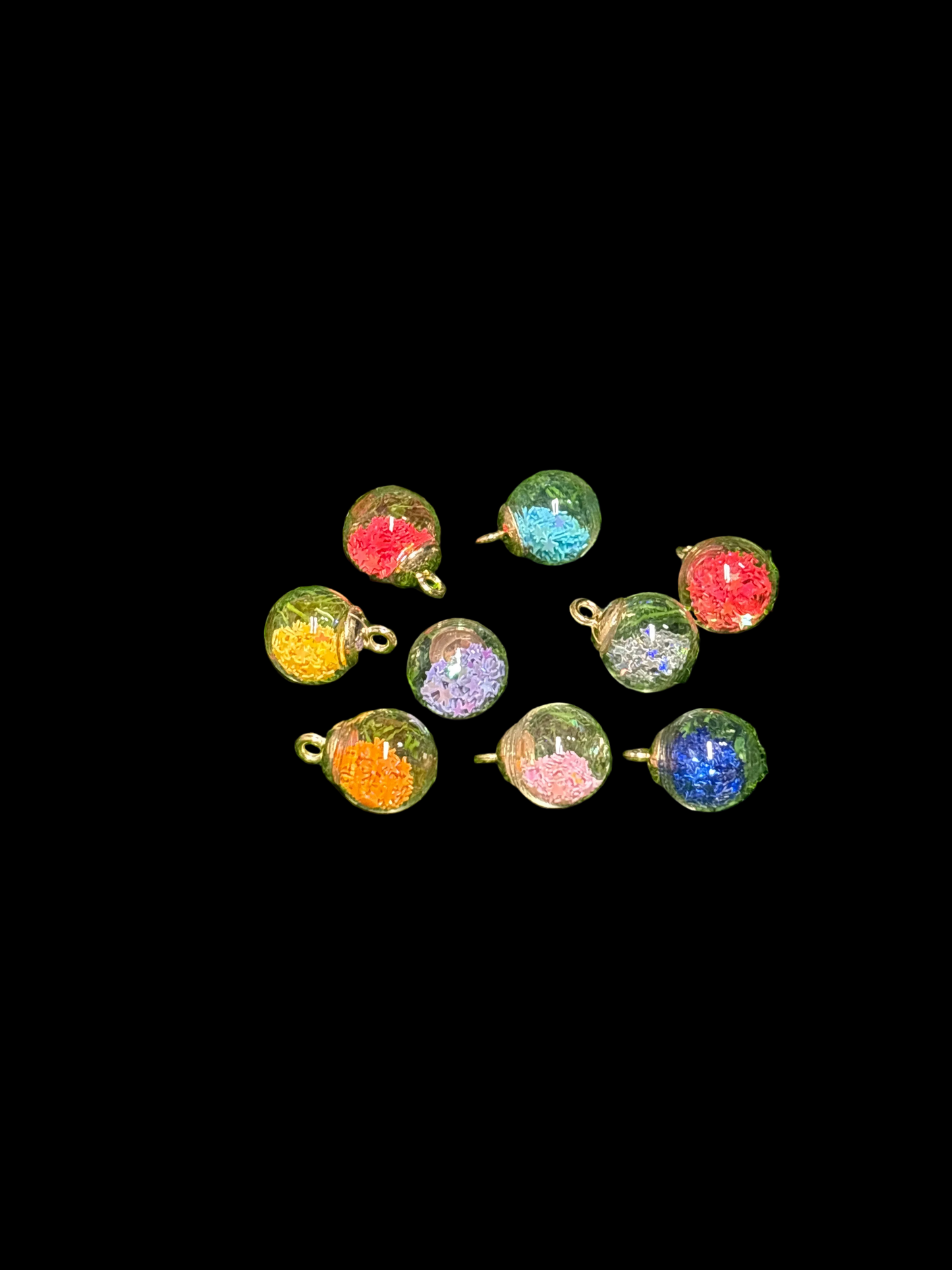 9pc glass bead charms
