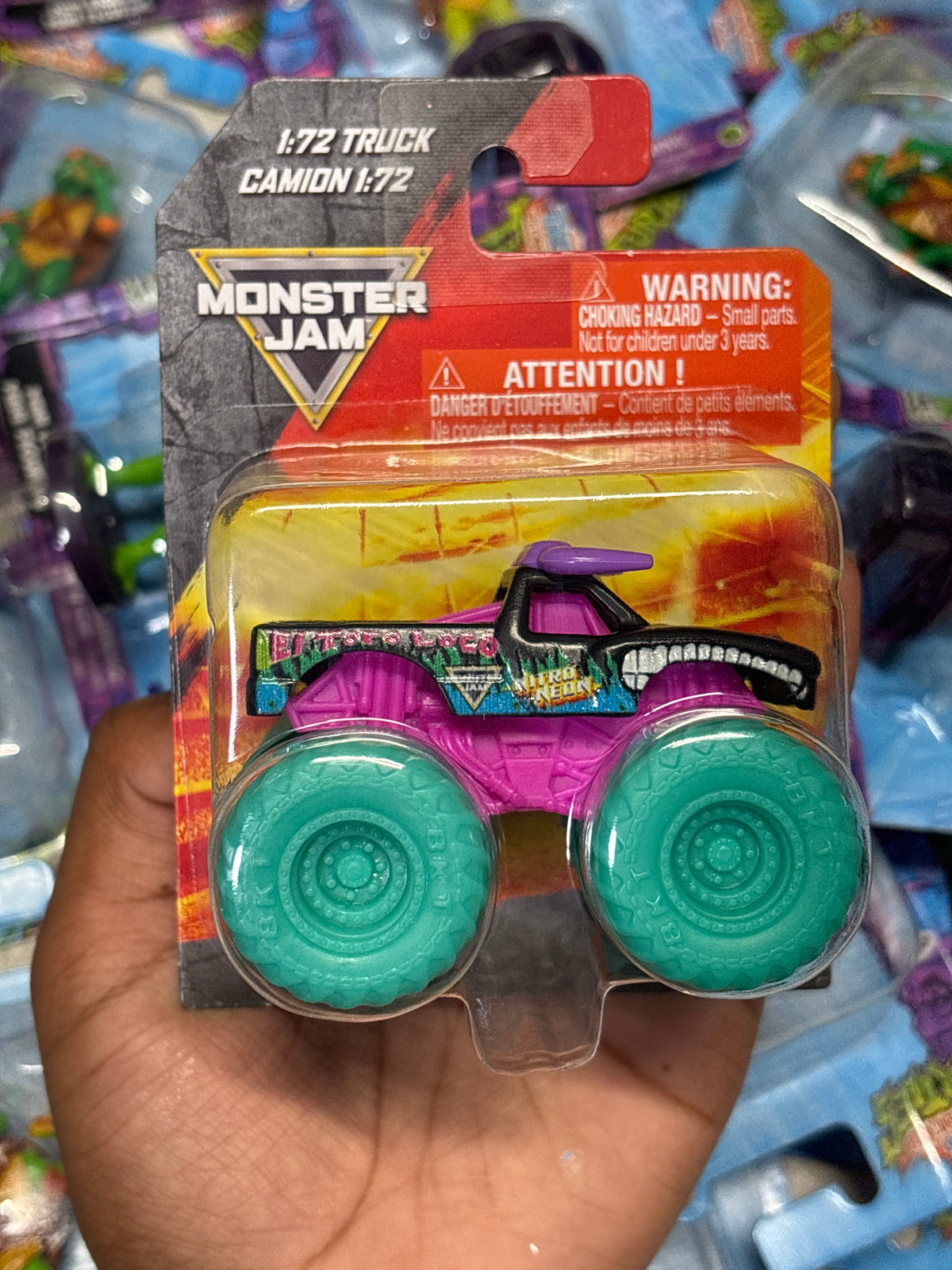 Purple & teal monster truck figurine