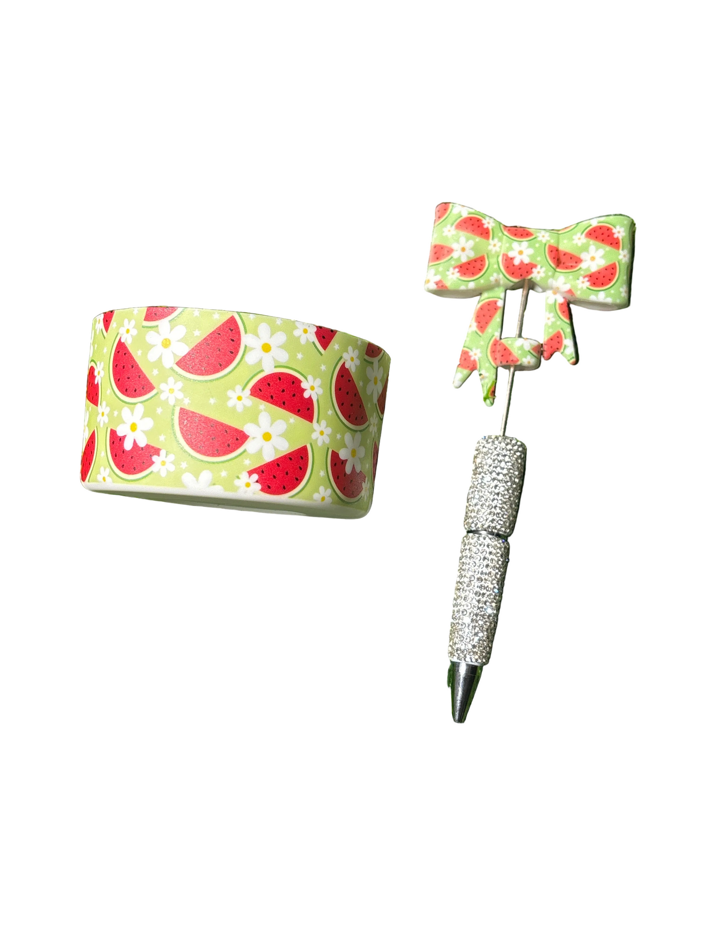 Watermelon cup boot/ straw topper pen set