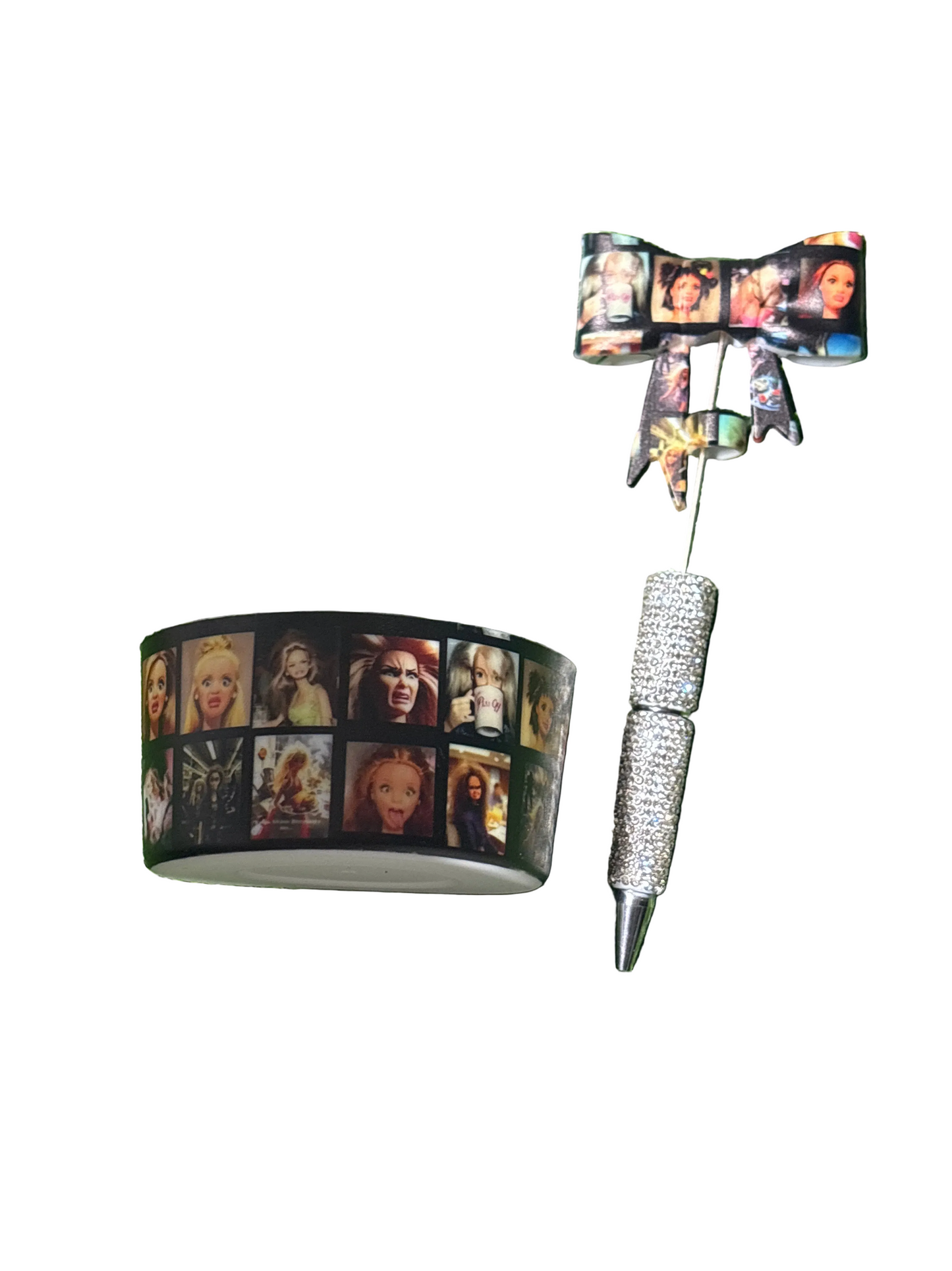 Barbie cup boot/ straw topper pen set