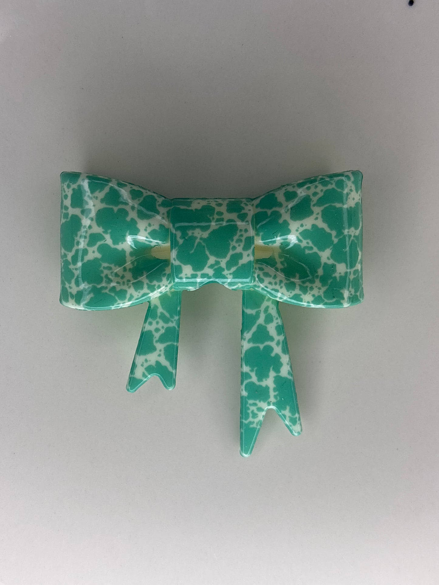 Mint green pattern straw topper bow #113