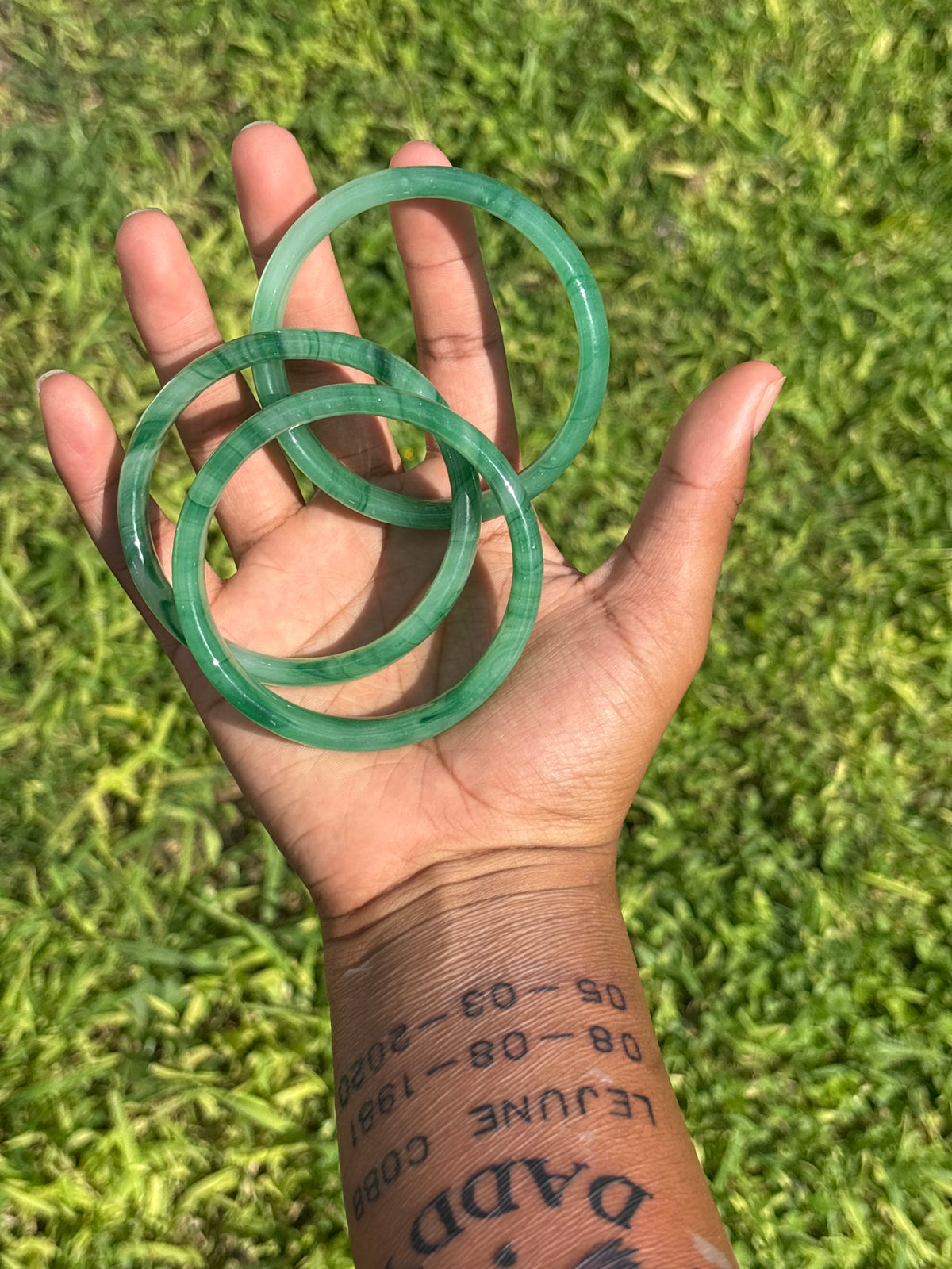 Dark green  Jade Glass Bangle