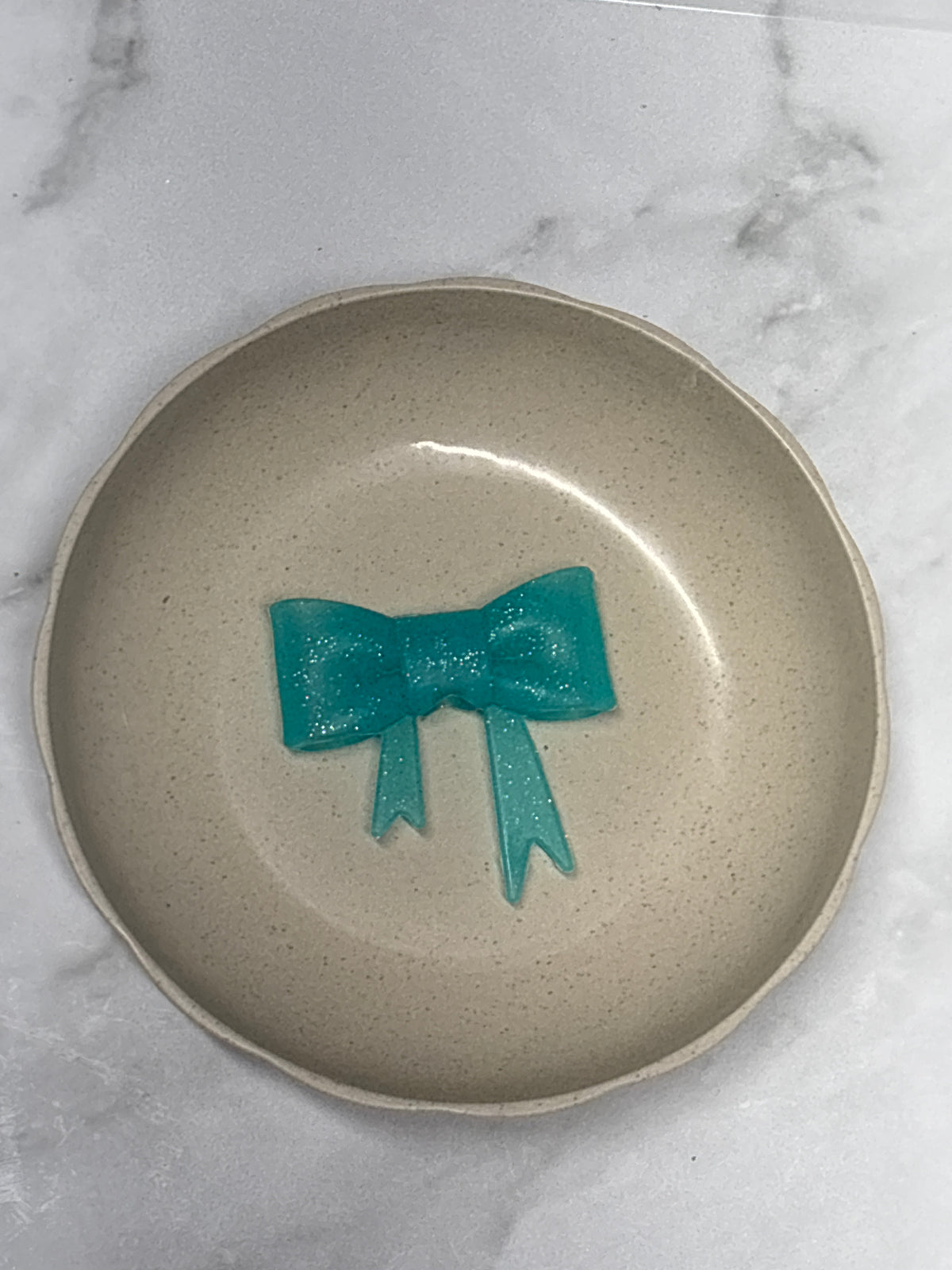 Teal glitter straw topper bow #L2