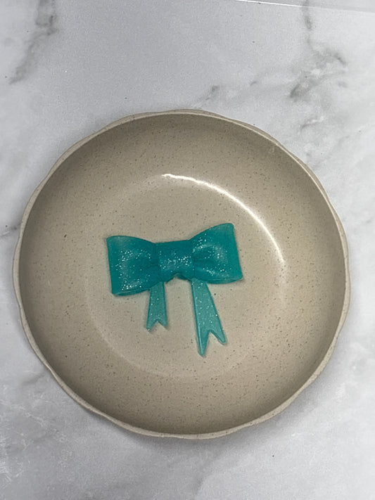 Teal glitter straw topper bow #L2