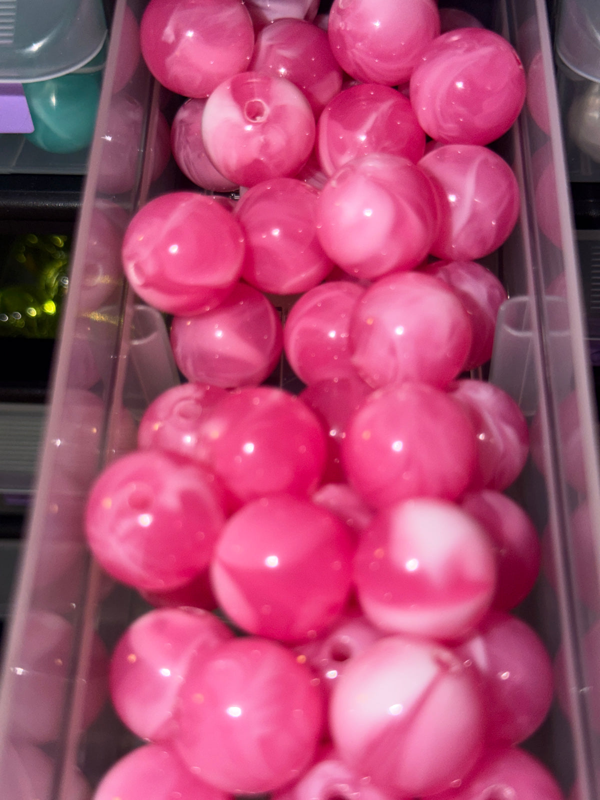 Pink marble 16 acrylic bead #201