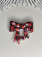 Red plaid snowflake non shiny straw topper bow #75